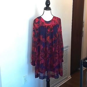 H&M Floral Sheer Long Sleeve Dress with L